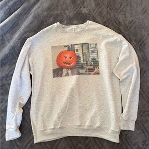 Gray Men 's Crewneck Sweatshirt with Pumpkin